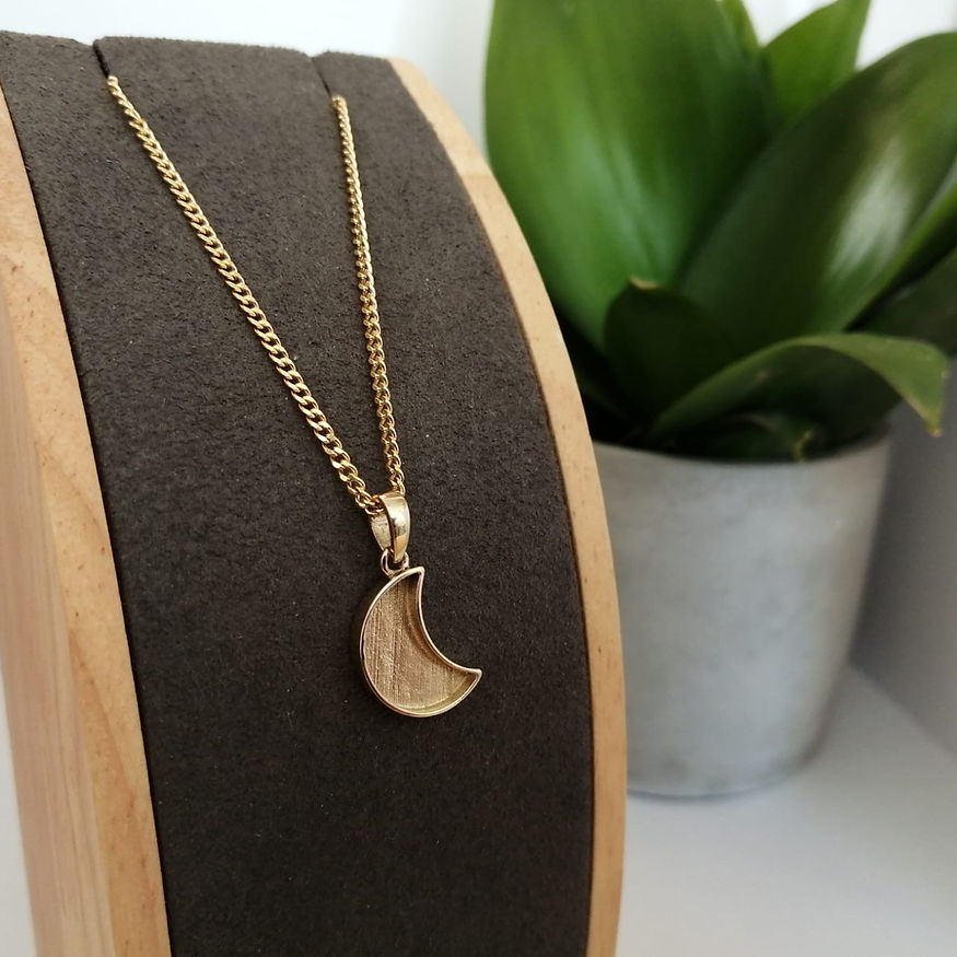 Gold moon memorial necklace