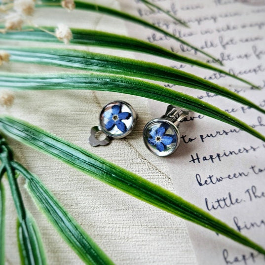 forget me not clip-on earrings