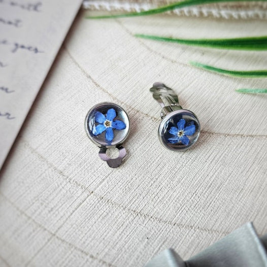 forget me not clip-on earrings