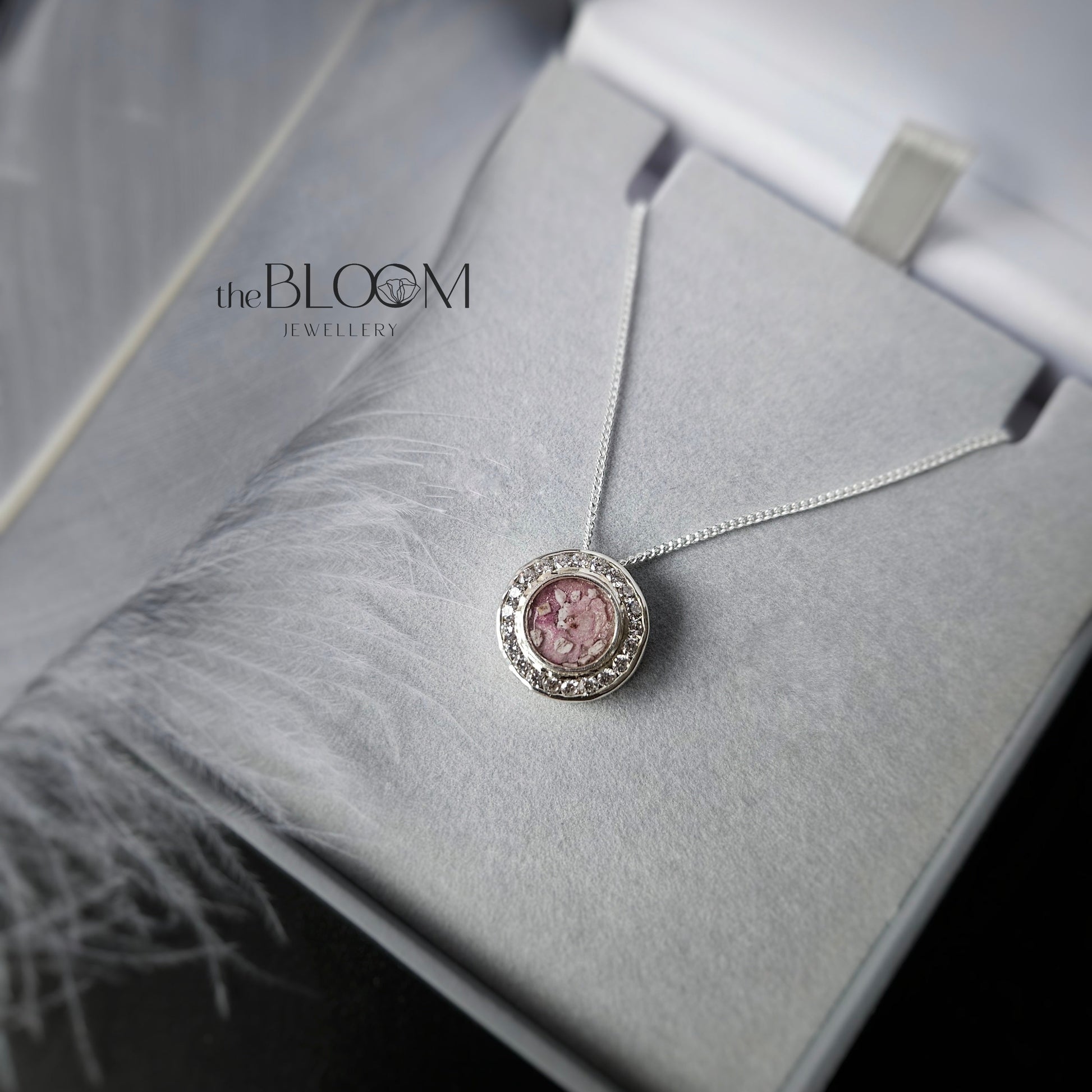 halo necklace with ashes