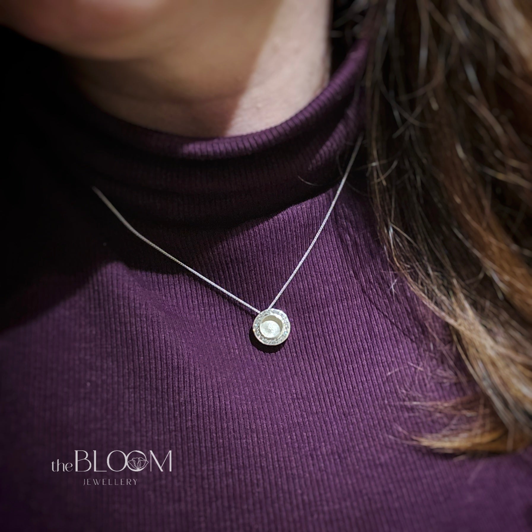 halo necklace with ashes