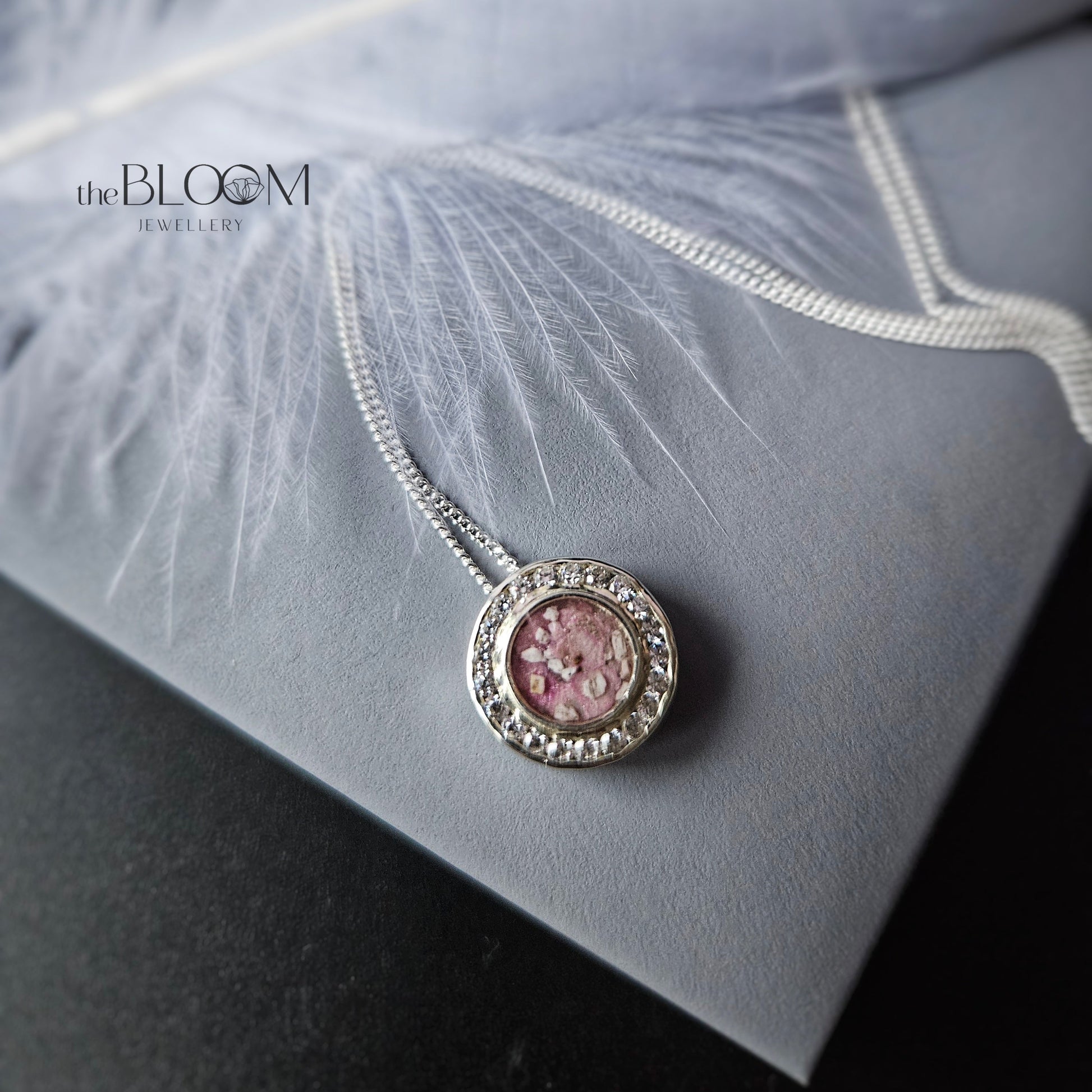 halo necklace with ashes