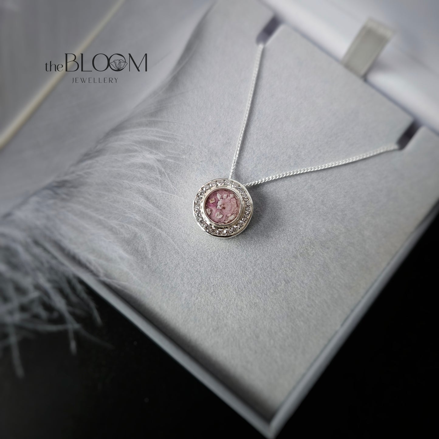 halo necklace with ashes