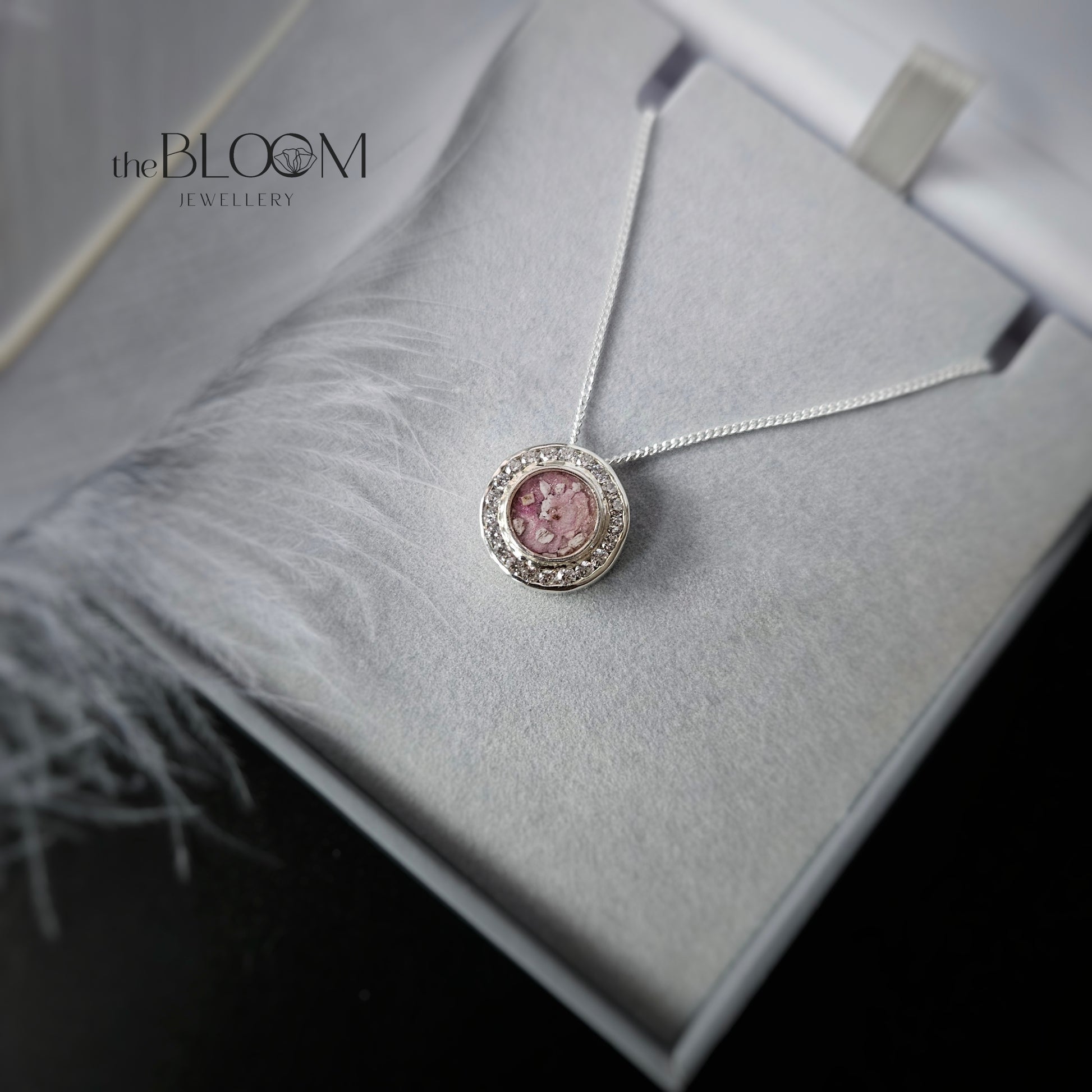 halo necklace with ashes