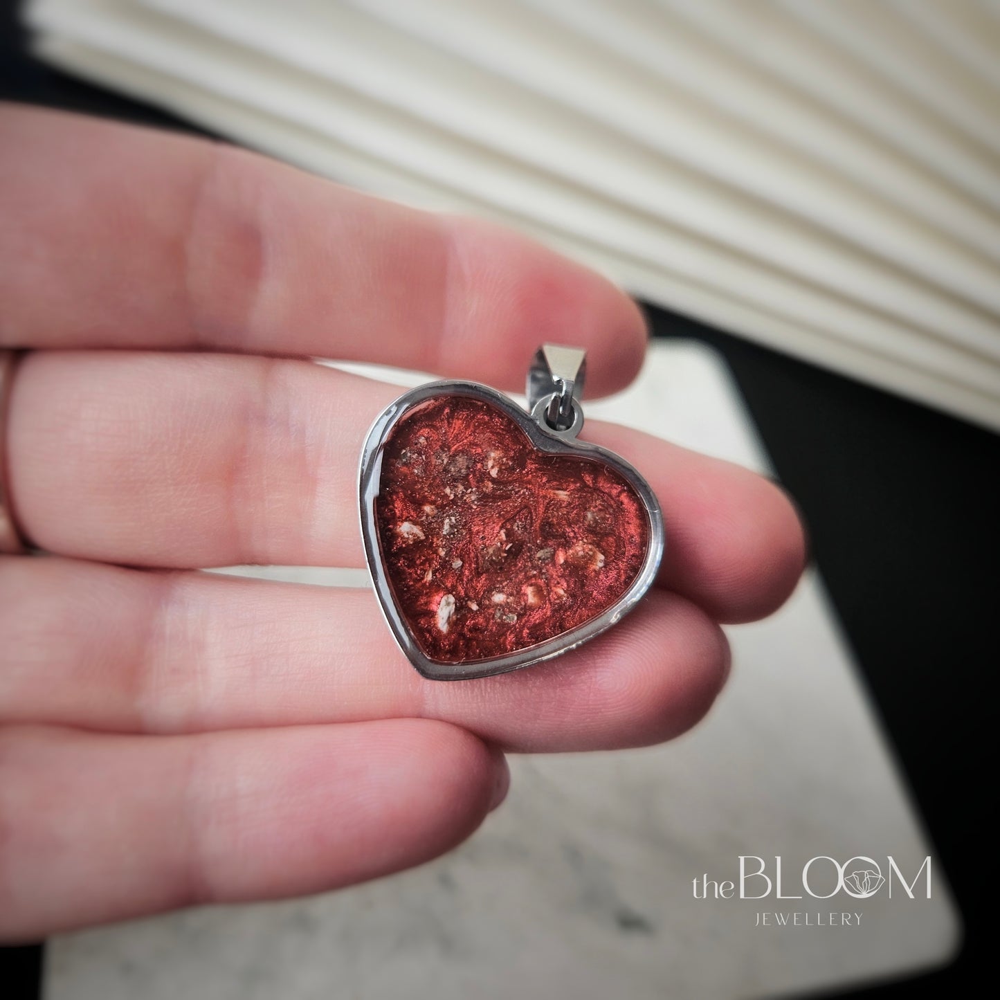 heart keepsake with ashes