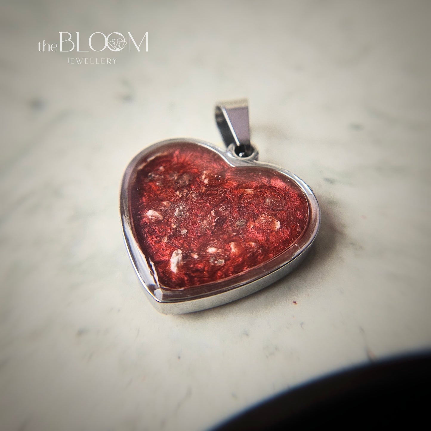 heart keepsake with ashes