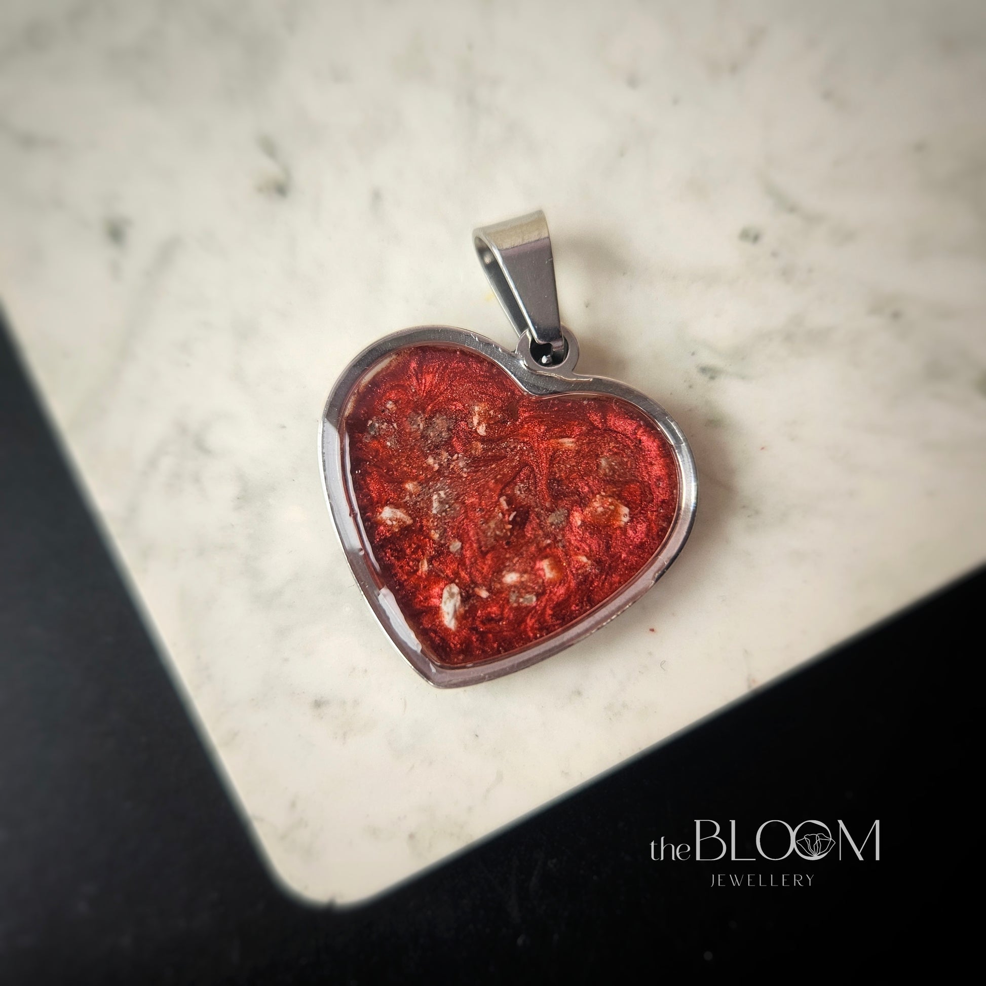 heart keepsake with ashes