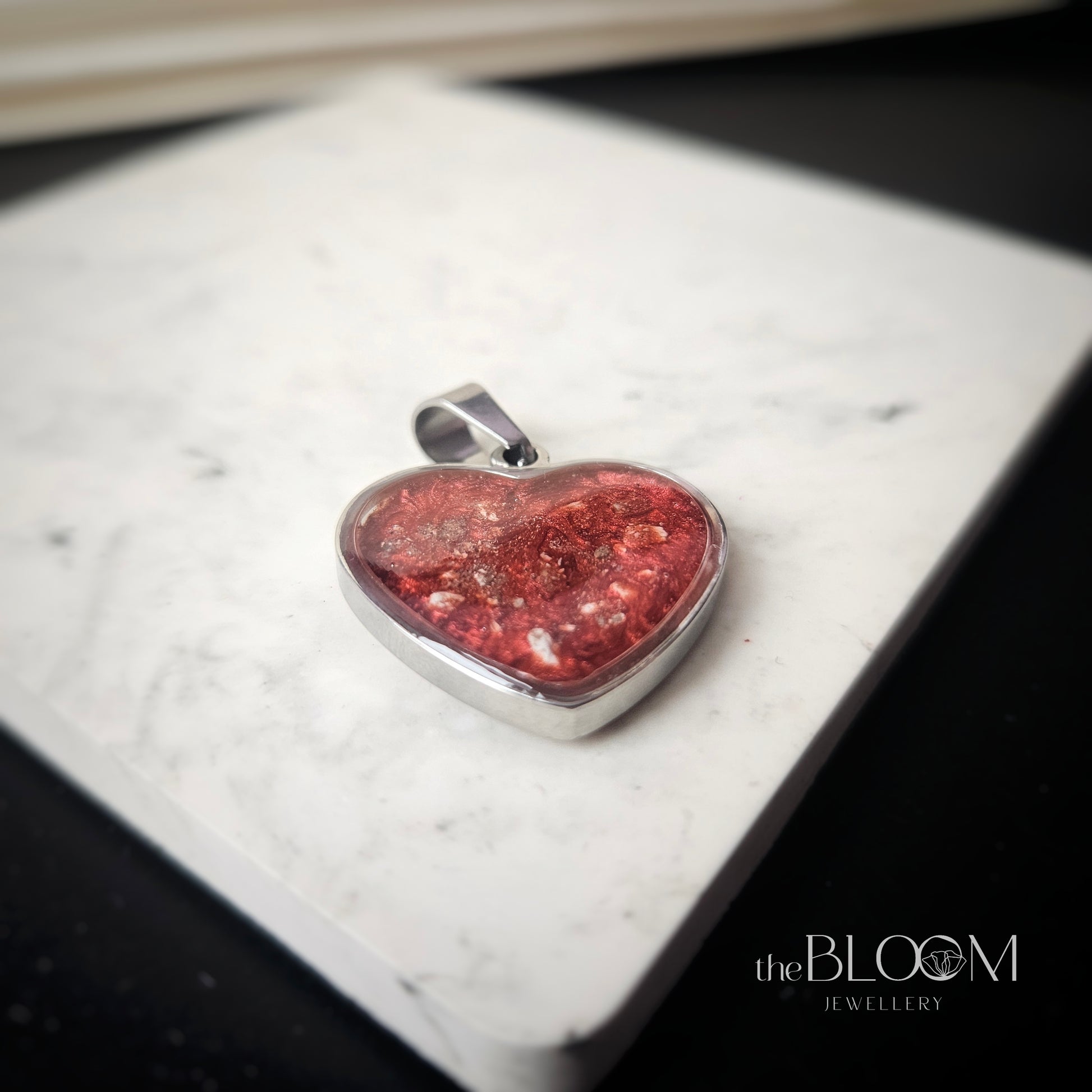 heart keepsake with ashes