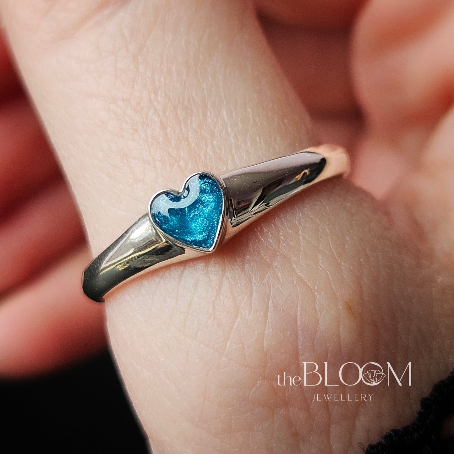 heart memorial ashes signet ring