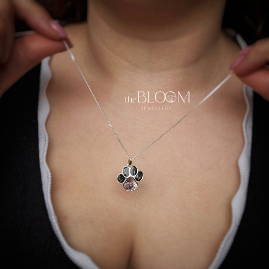 paw print necklace with ashes