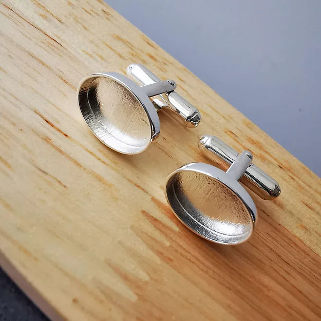 silver oval cufflinks