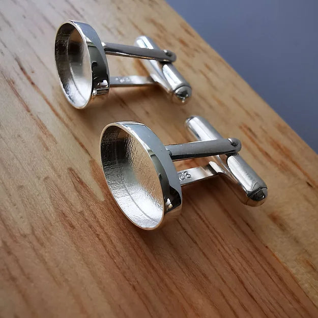 silver oval cufflinks