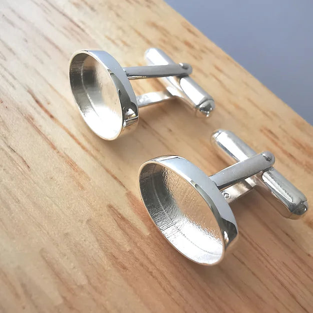 silver oval cufflinks