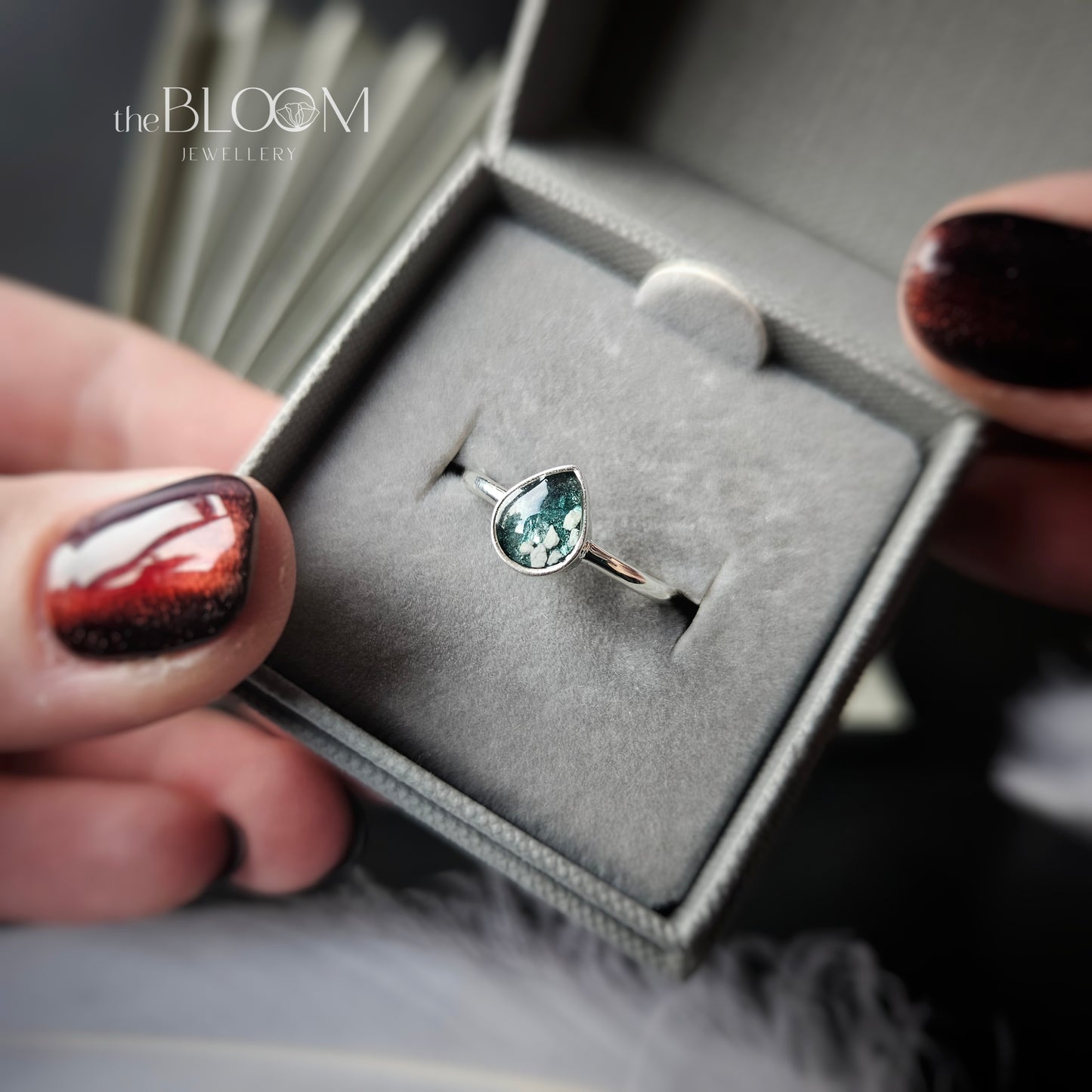 teardrop ring with ashes