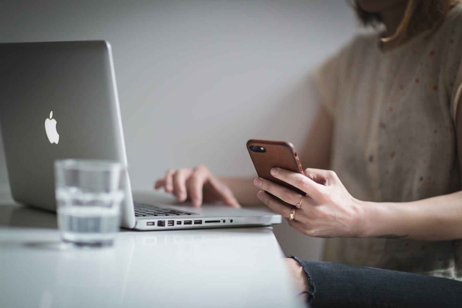 women checking phone