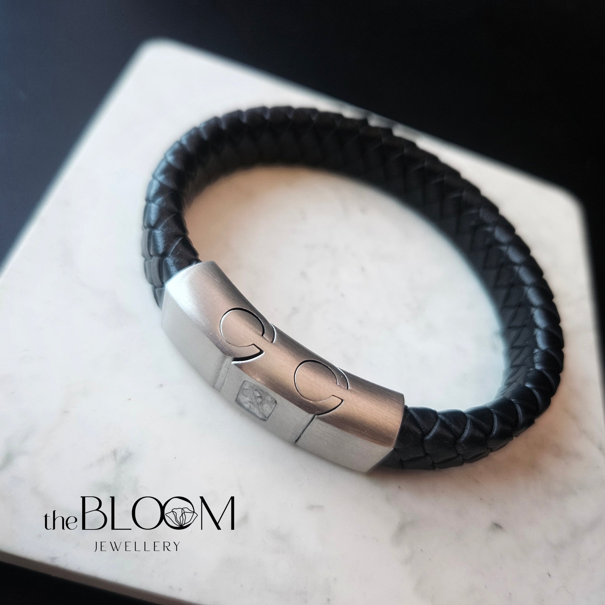 leather bracelet with ashes