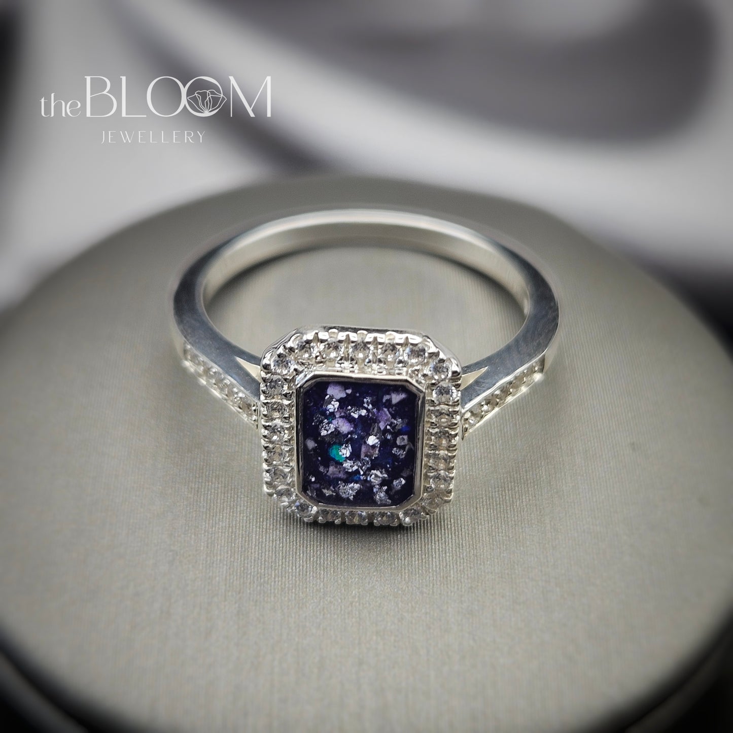 elegant silver ring with crystals