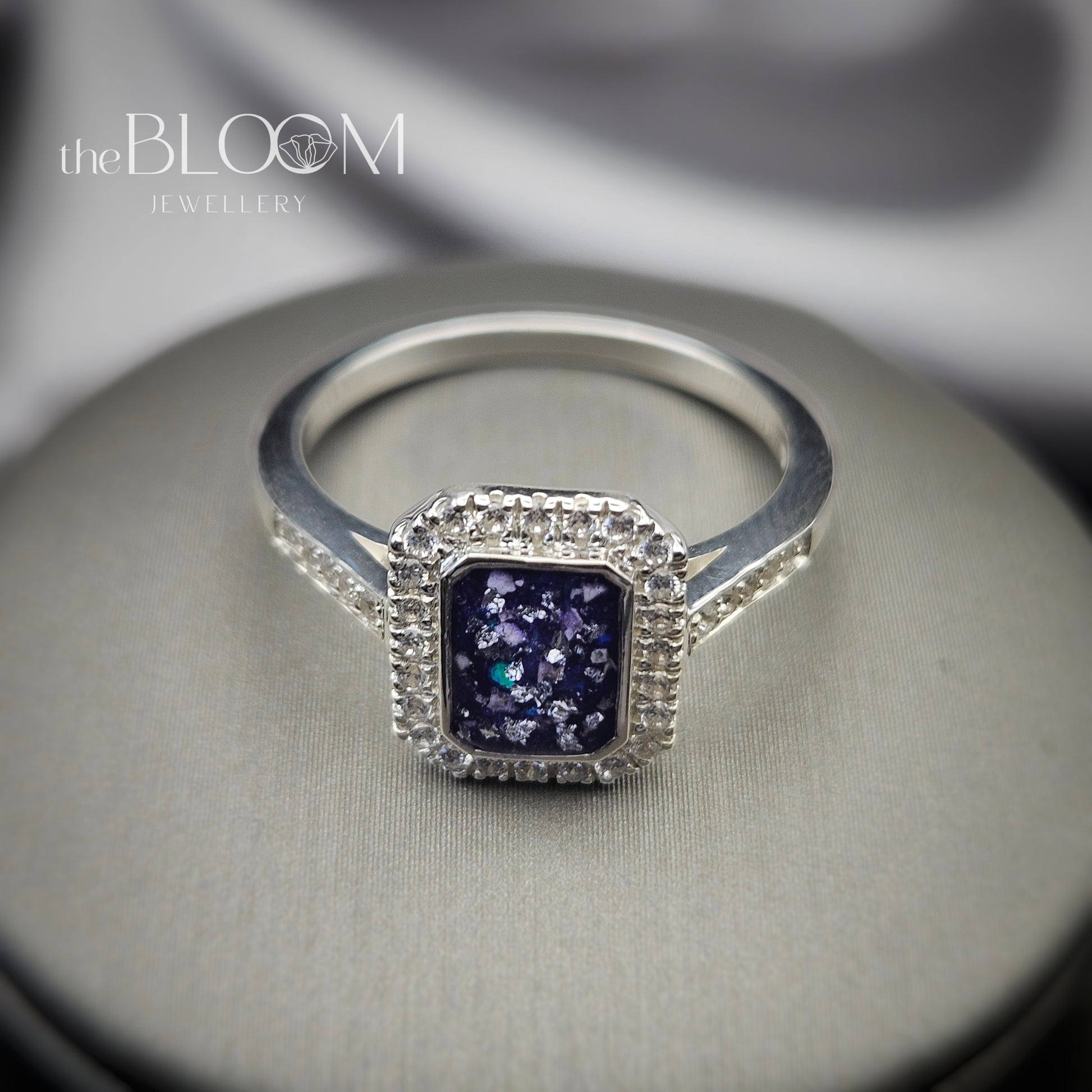 elegant silver ring with crystals