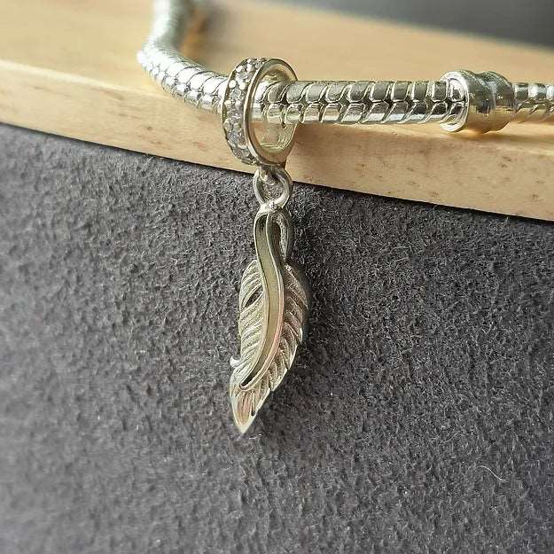 feather dangle memorial charm