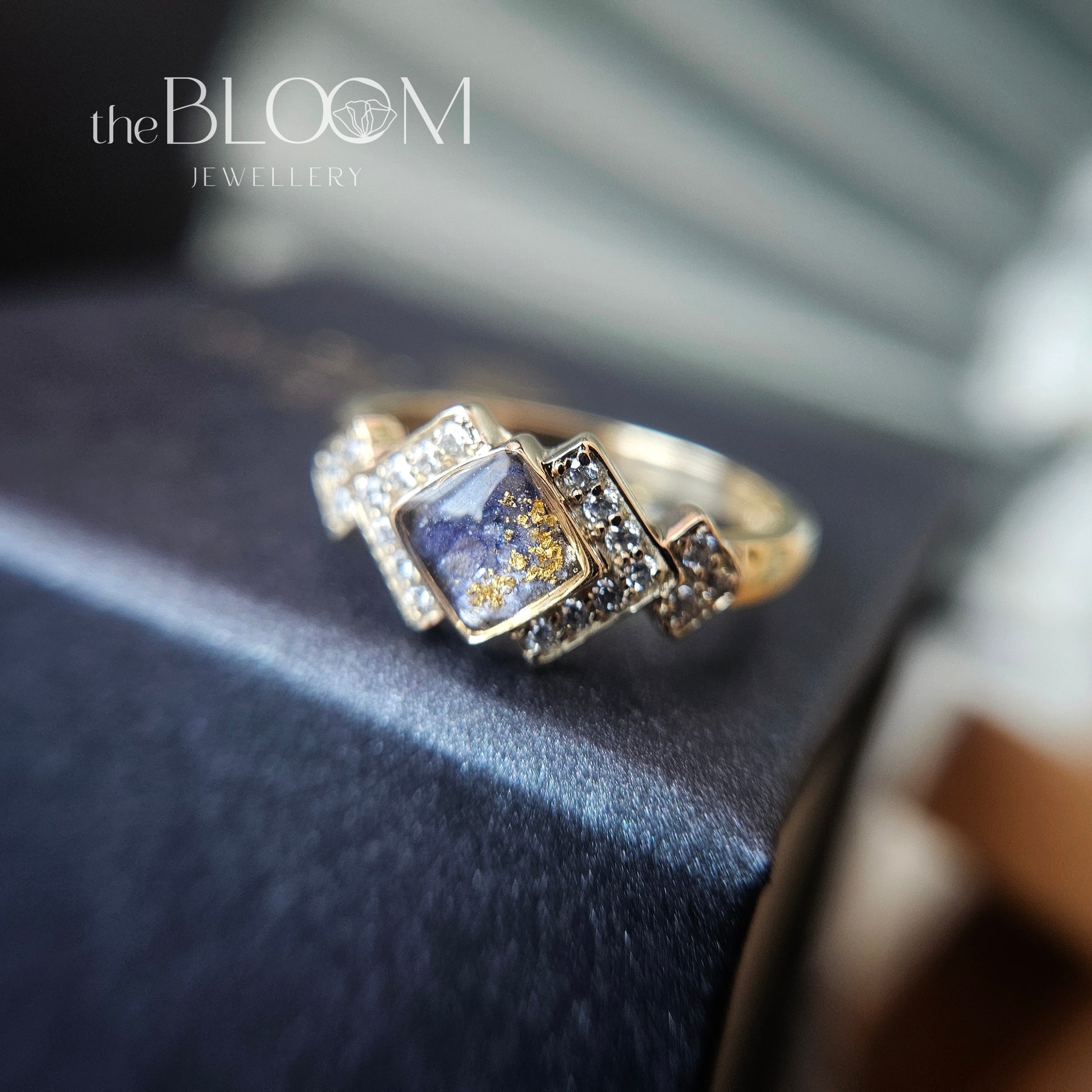 gold ring with cremation ashes