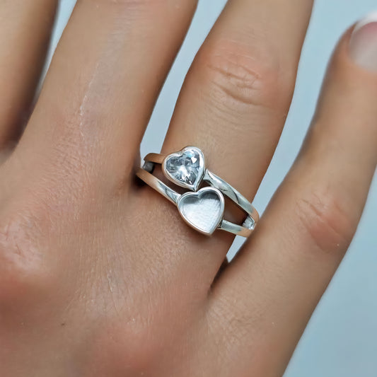 9ct Gold Cremation Ashes Twin Heart Ring